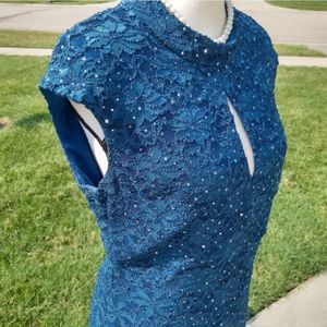 💎Roz & Ali Teal Floral Lace Bodycon Dress